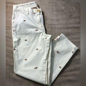 Talbots Women’s Relaxed Cream Chinos Embroidered Elephant - Size 4